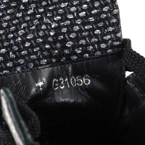 Chanel 15A Black Leather Tweed-Trim Lace-Up Short Boots, Size 6 - Picture 12 of 12